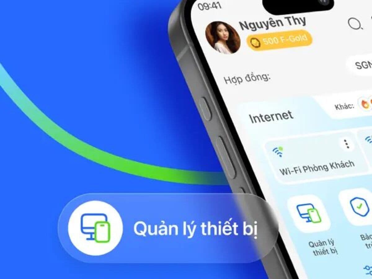 Màn hình ứng dụng Hi FPT quản lý thiết bị và dịch vụ