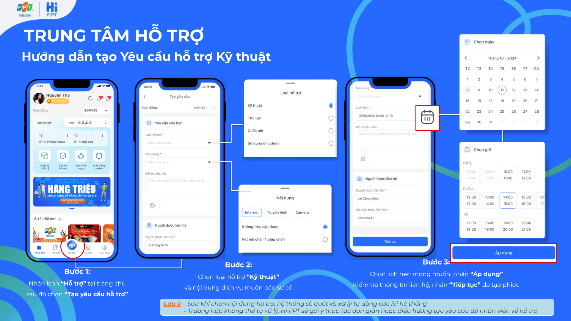 Hướng dẫn tạo yêu cầu hỗ trợ kỹ thuật trên Hi FPT
